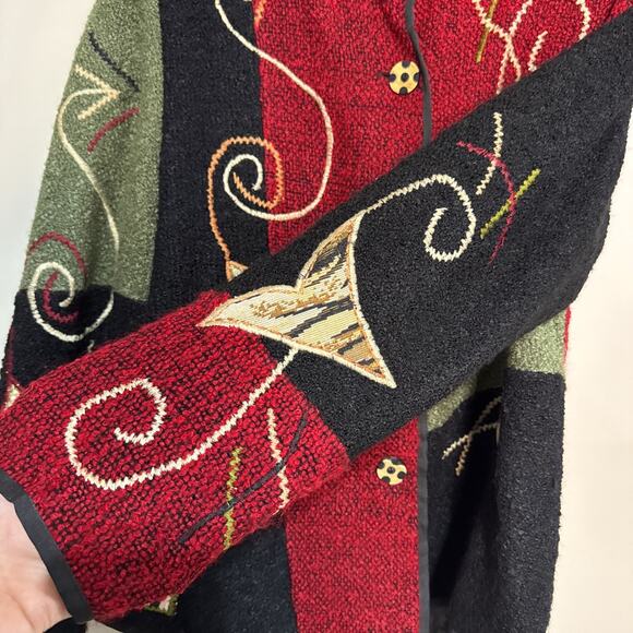 Vintage Alex Kim Blazer Jacket women Sz Medium Embroidered Patchwork Grandmacore - Picture 8 of 16